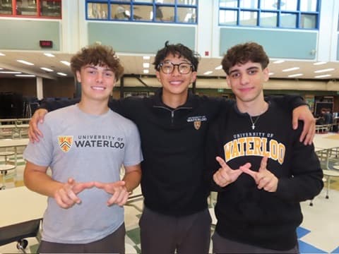 With friends in University of Waterloo gear